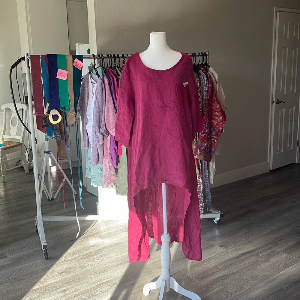 Linen Dress. Made in Italy. Boho-Chic.